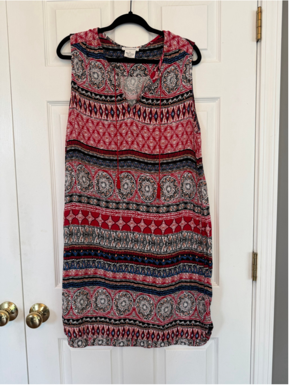 Women's beachlunchlounge comfy lounge dress XL Red Blue Patterned Sleeveless